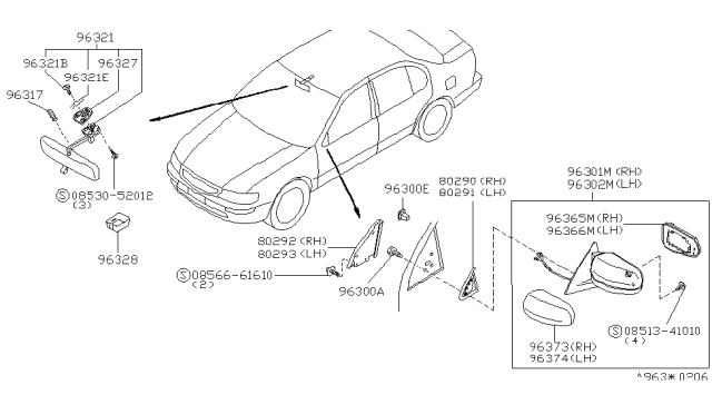 1999 Infiniti I30 Rubber-Ribbon Diagram for 96328-05G00