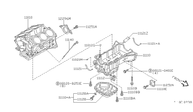 1998 Infiniti I30 Oil Level Gauge Diagram for 11140-31U01