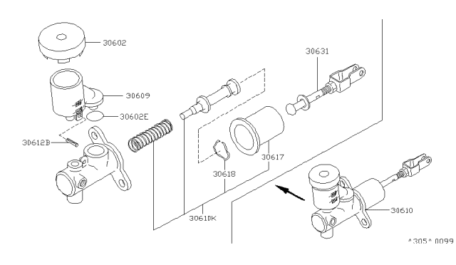 1997 Infiniti I30 Reservoir-Oil,Clutch Diagram for 30617-21U00