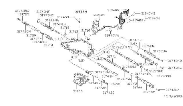 1997 Infiniti I30 Oil Strainer Assembly Diagram for 31728-80X03
