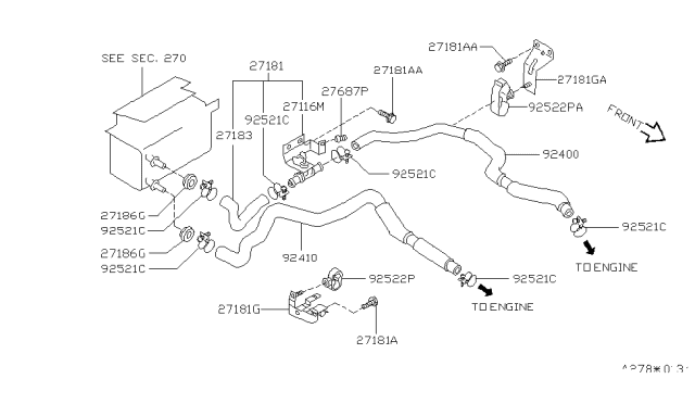 1997 Infiniti I30 Hose-Front Heater,2 Diagram for 92402-40U00