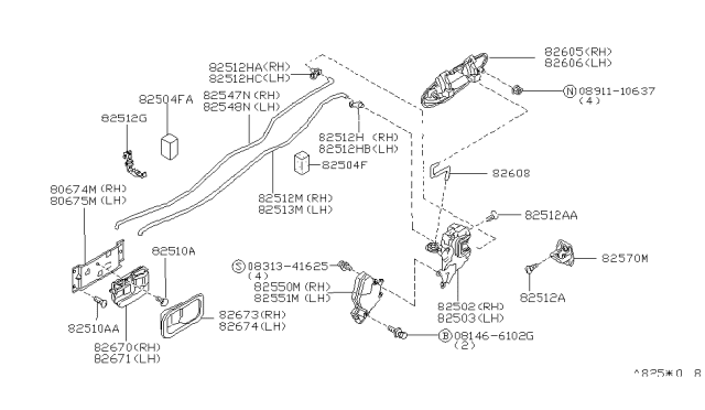 1996 Infiniti I30 Insulator-Remote Control Rod Diagram for 80845-40U00