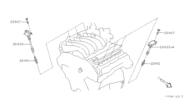 1997 Infiniti I30 Ignition Coil Assembly Diagram for 22448-31U16