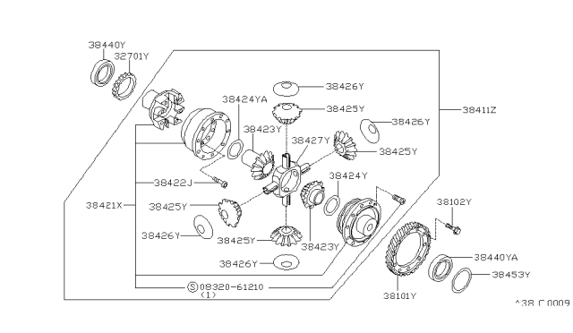 1998 Infiniti I30 Pinion-Mate Diagram for 38425-03E01