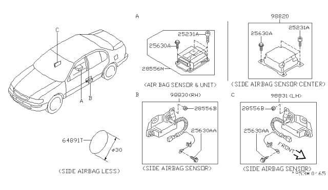 1999 Infiniti I30 Sensor & Diagnosis-Air Bag Diagram for 28556-4L825