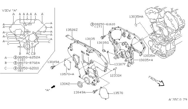 1999 Infiniti I30 Cover Assy-Front Diagram for 13500-31U10