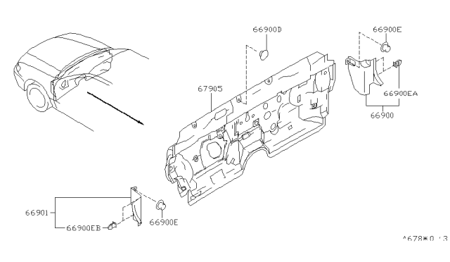 1998 Infiniti I30 Dash Trimming & Fitting Diagram