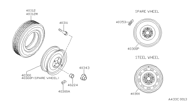 1998 Infiniti I30 Disc Wheel Assembly Diagram for 40300-1P120