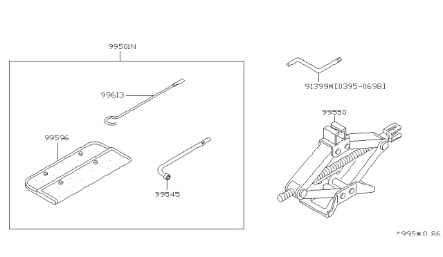 1998 Infiniti I30 Jack Complete Diagram for 99550-40U00