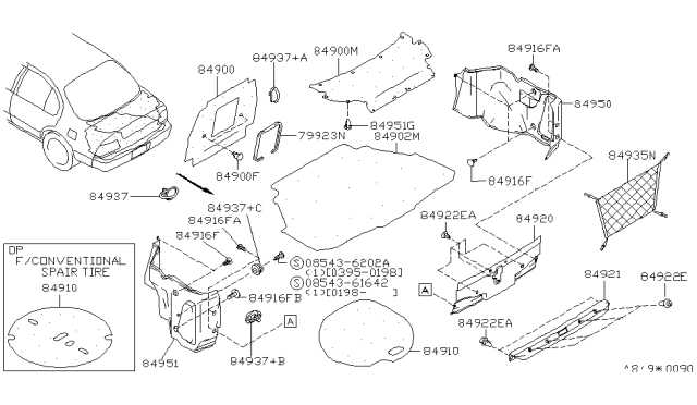 1999 Infiniti I30 Trunk & Luggage Room Trimming Diagram