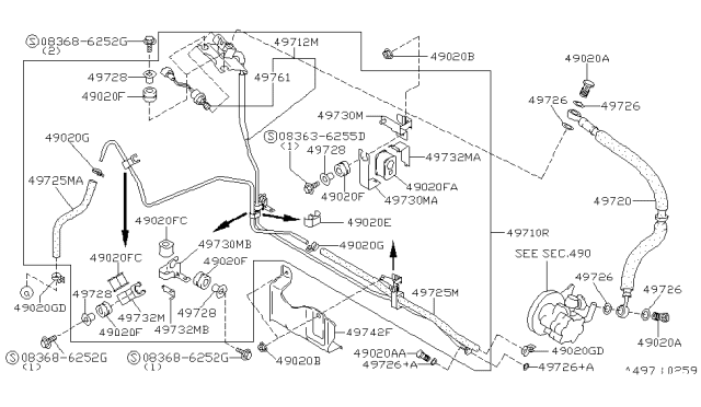 1998 Infiniti I30 Bracket-Tube Diagram for 49730-42U01