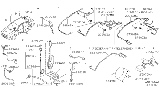 1999 Infiniti I30 FEEDER-ANTENNA Diagram for 28243-40U11