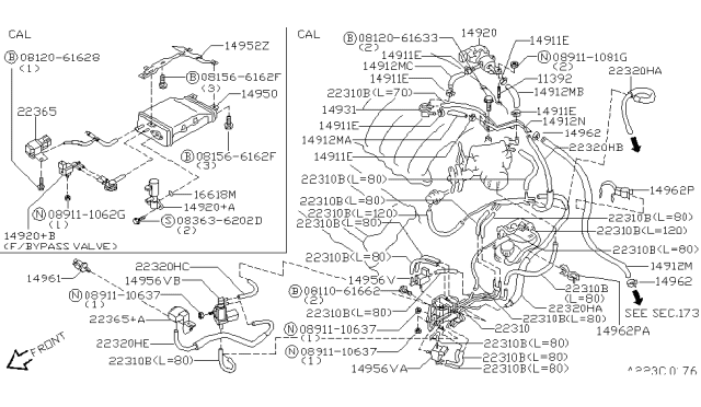 1997 Infiniti I30 Bracket-Canister Diagram for 64825-40U00