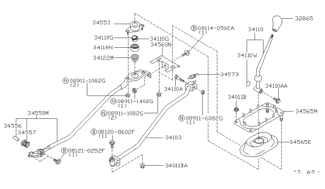 1999 Infiniti I30 Transmission Control & Linkage Diagram