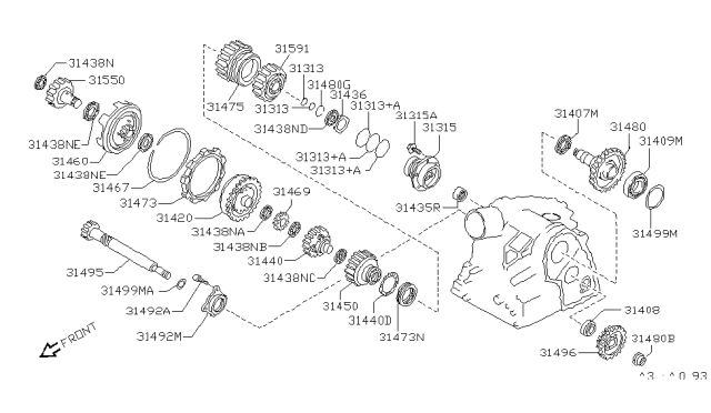 1997 Infiniti I30 Carrier Assy-Front Planet Diagram for 31420-80X06