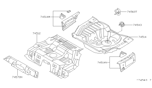 1998 Infiniti I30 Floor-Rear,Rear Side RH Diagram for 74530-40U00