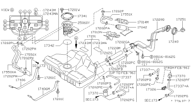 1996 Infiniti I30 Clamp-Hose Diagram for 17326-40U01