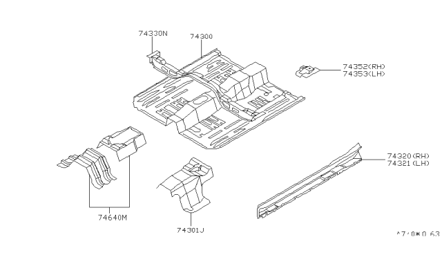 1996 Infiniti I30 Member Assembly-Cross 2ND Diagram for 74330-44U00