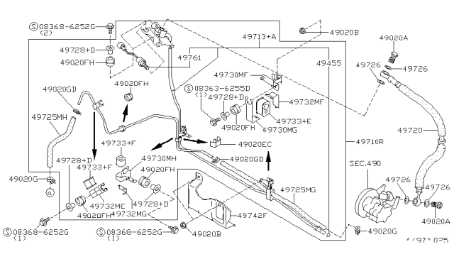 1998 Infiniti I30 Tube Assy-Power Steering Diagram for 49713-0L900