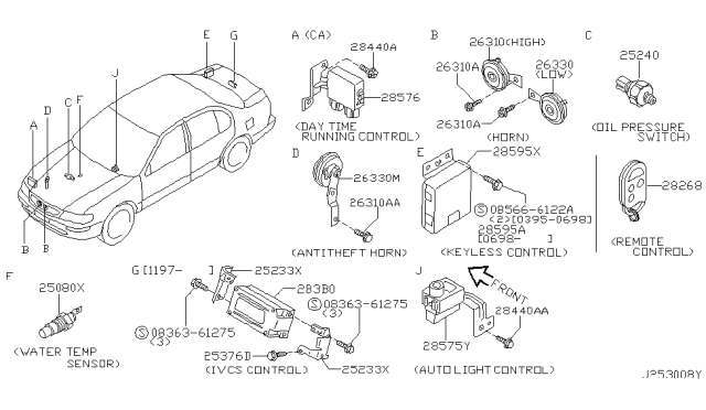 1998 Infiniti I30 Keyless Controller Assembly Diagram for 28595-0L710