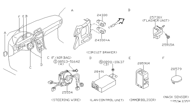 1998 Infiniti I30 FLASHER Assembly-Combination Diagram for 25730-40U20