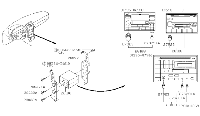 1997 Infiniti I30 Radio COMBOINATION W/CD Diagram for 28188-60U10