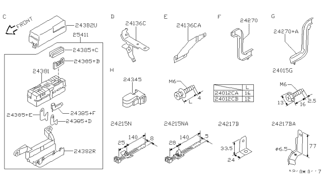 1998 Infiniti I30 Housing-FUSIBLE Link Holder Diagram for 24381-31U00