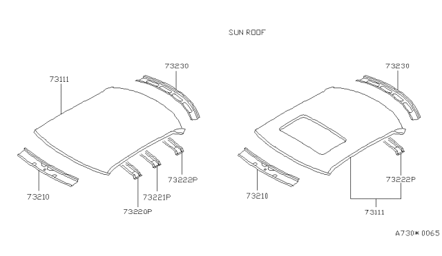 1993 Infiniti G20 Roof Diagram for 73112-50J30