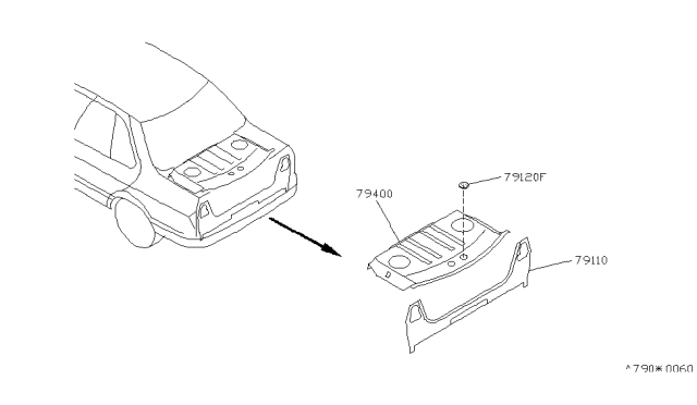 1993 Infiniti G20 Rear,Back Panel & Fitting Diagram