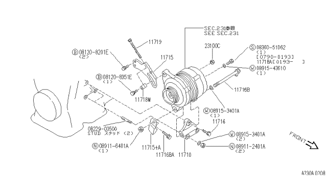 1996 Infiniti G20 Alternator Fitting Diagram