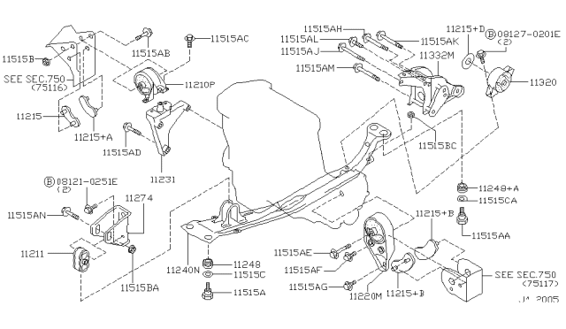 1993 Infiniti G20 Engine & Transmission     Mounting Diagram 3