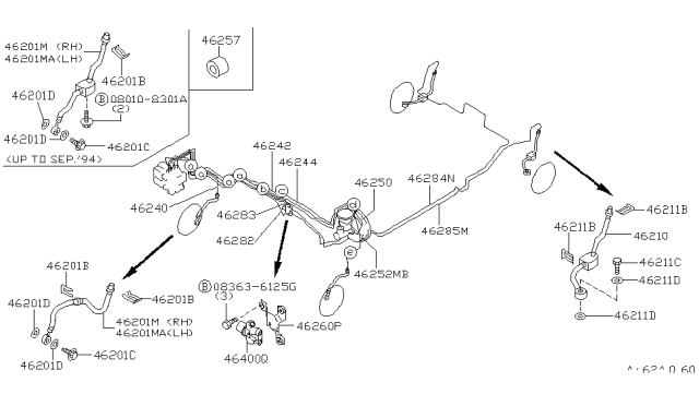 1994 Infiniti G20 Tube Assy-Brake,Rear Diagram for 46284-62J00