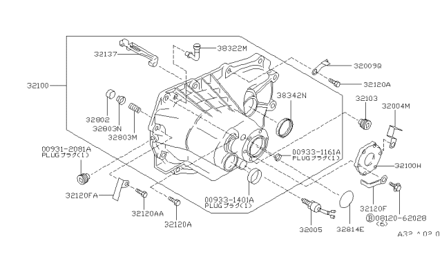 1992 Infiniti G20 Plug-Drain Diagram for 32103-01A01