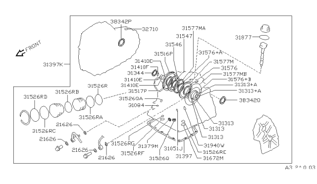 1996 Infiniti G20 Gasket & Seal Kit-Auto Transmission Diagram for 31397-32X86