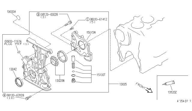 1991 Infiniti G20 Seal-Oil CRANKSHAFT Front Diagram for 13510-40F00