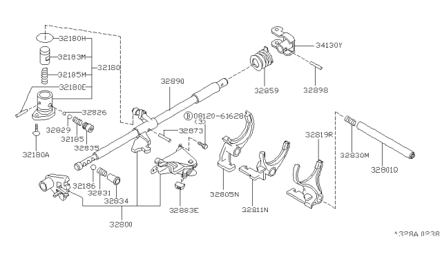1996 Infiniti G20 Control Assembly-Shift Diagram for 32800-60J00