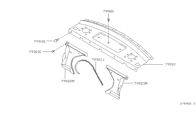 1996 Infiniti G20 Rear Trimming Diagram