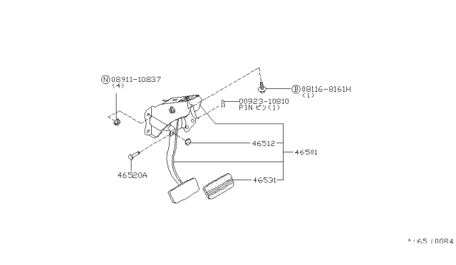 1993 Infiniti G20 Brake & Clutch Pedal Diagram 1