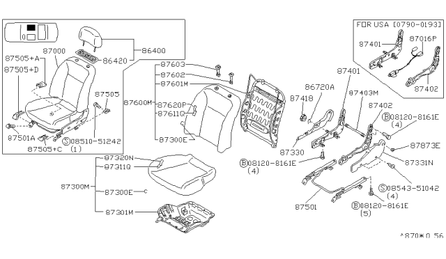 1991 Infiniti G20 Front Seat Diagram 2