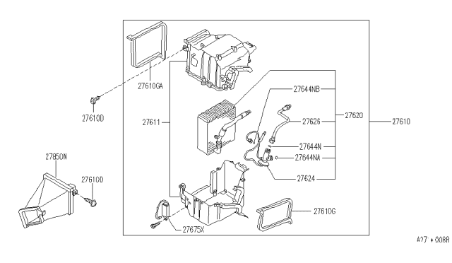 1995 Infiniti G20 Case Assy-Cooling Unit Diagram for 27284-63J01