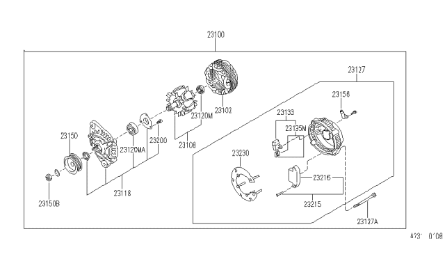 1991 Infiniti G20 Holder Assy-Brush Diagram for 23133-64J00