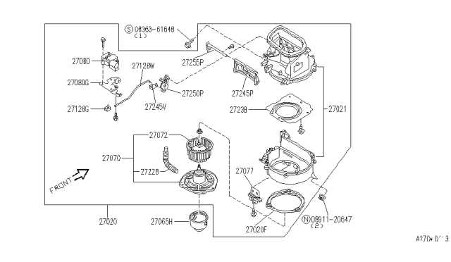 1994 Infiniti G20 Fan With Motor Diagram for 27220-81L00