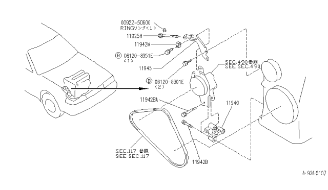 1994 Infiniti G20 Bracket-Power Steering Oil Pump Diagram for 11940-53J01