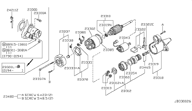 1994 Infiniti G20 Gear Diagram for 23360-30R12