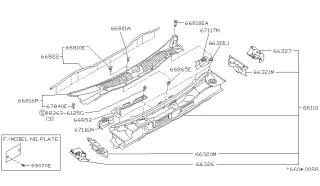 1992 Infiniti G20 Extension-Dash Upper Diagram for 67116-50J00