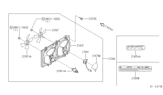 1991 Infiniti G20 Motor Assy-Fan Diagram for 21487-58Y00