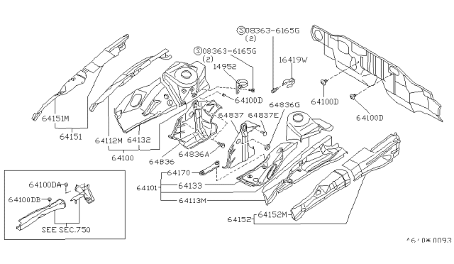 1995 Infiniti G20 Bracket Fuel STRAI Diagram for 16419-62J10