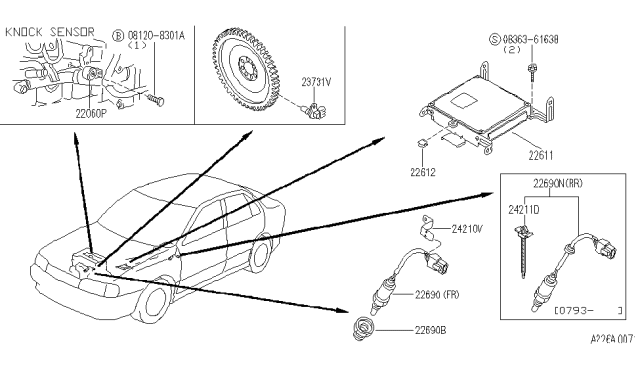 1994 Infiniti G20 Engine Control Unit Assembly Diagram for 23710-63J11