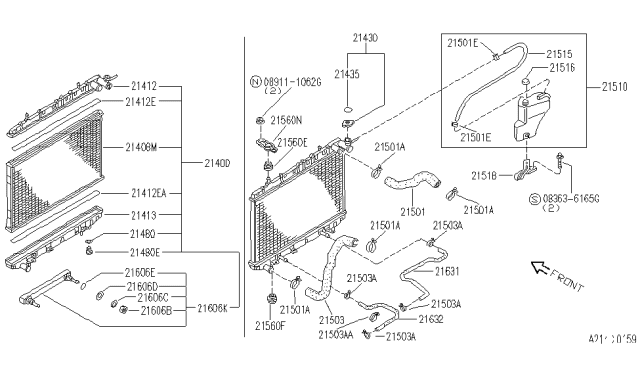 1994 Infiniti G20 Radiator,Shroud & Inverter Cooling Diagram 4