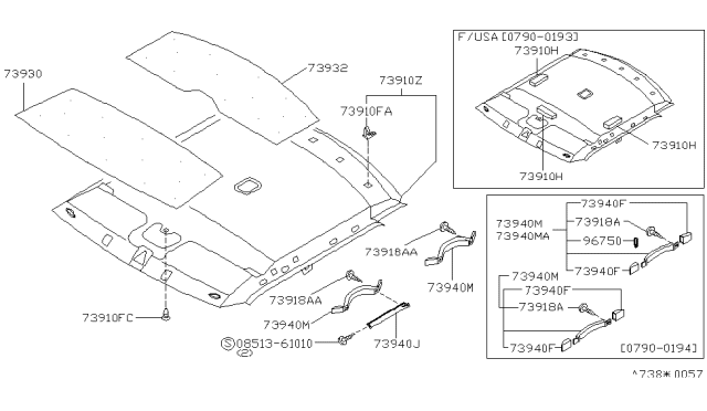 1994 Infiniti G20 Roof Trimming Diagram 1